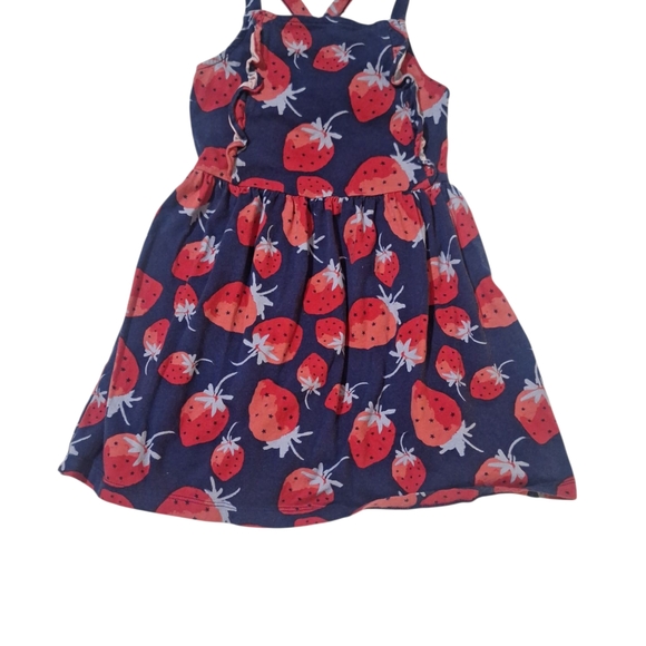 Strawberry Print Kids Dress - Blue and Red - Picture 3 of 6